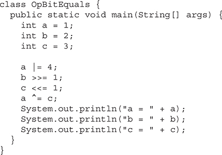 Bitwise Operator Compound Assignments
