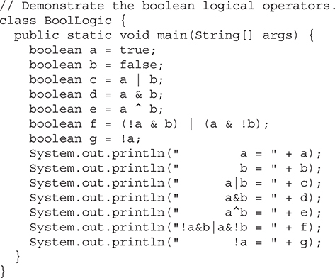 Boolean Logical Operators