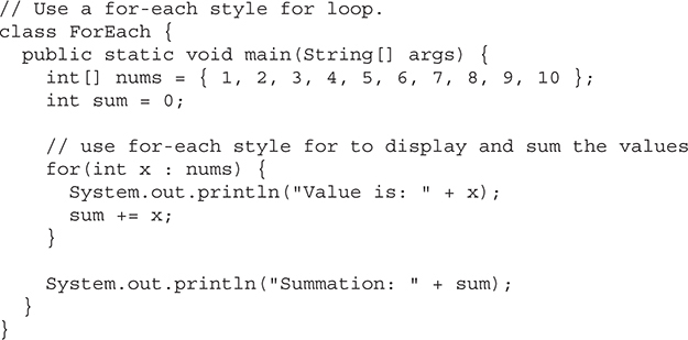 The For-Each Version of the for Loop