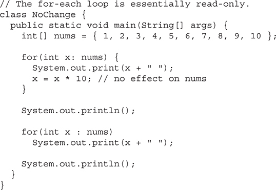 The For-Each Version of the for Loop