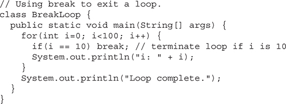 Using break to Exit a Loop