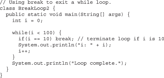 Using break to Exit a Loop